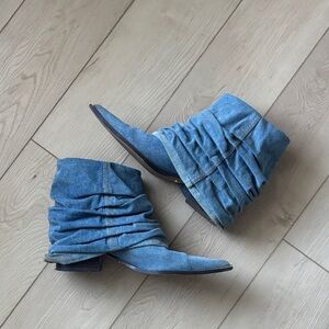 Zara Blue Denim Heeled Boots